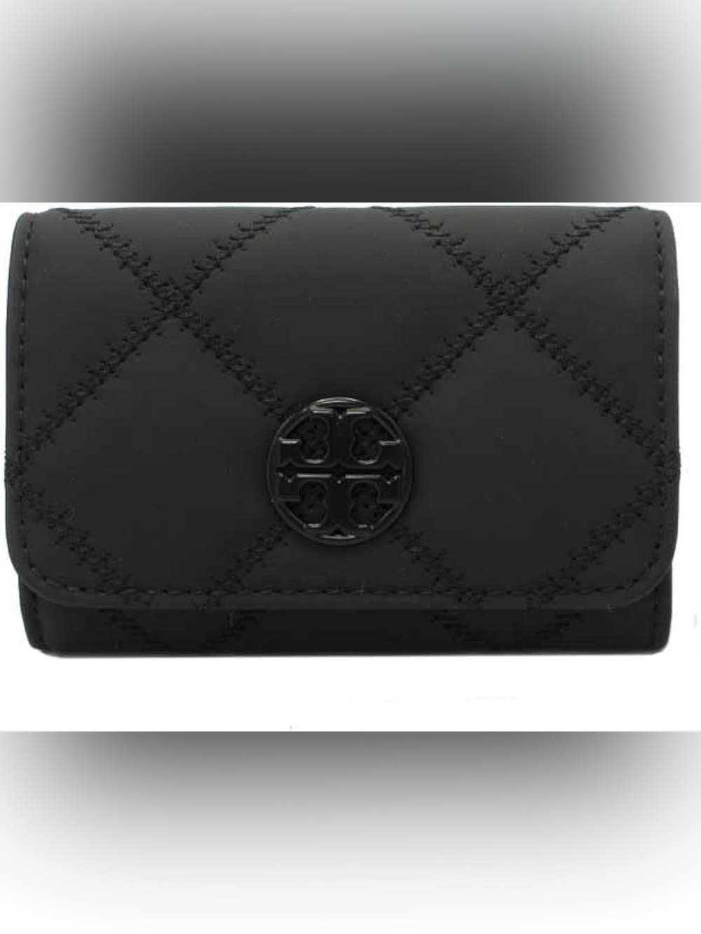 Tory Burch Willa Matte Black Quilted Zip-Around Wallet with Logo Bifold Wallet - Picture 2 of 10